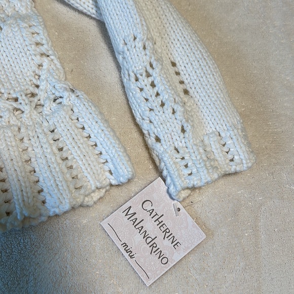 CATHERINE MALANDRINO Girl’s Crochet Cardigan with Jeweled Buttons-ONE OF A KIND! - Picture 3 of 7